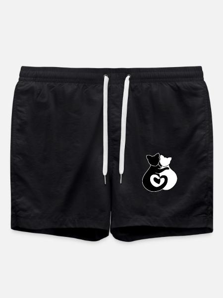 hugging cats - Swim Trunks - black