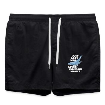 Just a boy who loves humpback whales Humpwal - Swim Trunks - black - Front - AI Model Male 185 light (185cm)