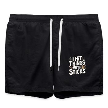 I Hit Things With Sticks 18 - Badeshorts - Schwarz - Vorne - AI Model Male 185 light (185cm)