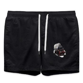 Steam locomotive breaks through paper - Swim Trunks - black - Front - AI Model Male 185 light (185cm)