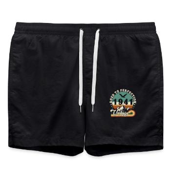 Aged to perfection 1942 Retro -Edition 2025. - Swim Trunks - black - Front - AI Model Male 185 light (185cm)