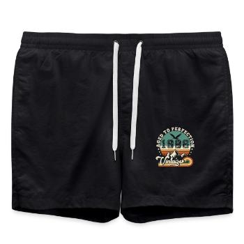 1987 Vintage Retro Anniversary 1987.Edition 2025. - Swim Trunks - black - Front - AI Model Male 185 light (185cm)