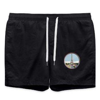 Eiffel Tower - Swim Trunks - black - Front - AI Model Male 185 light (185cm)