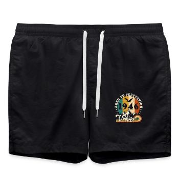 Vintage Birthday in 1947 - Birthday 2025. - Swim Trunks - black - Front - AI Model Male 185 light (185cm)