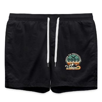 2004 Vintage Retro Anniversary 2004.Edition 2025. - Swim Trunks - black - Front - AI Model Male 185 light (185cm)