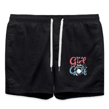 Juste une fille qui aime le golf, golfeur, passe-temps - Short de bain - noir - Devant - AI Model Male 185 light (185cm)