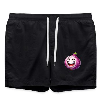 Dessin animé rieur oignon - Short de bain - noir - Devant - AI Model Male 185 light (185cm)