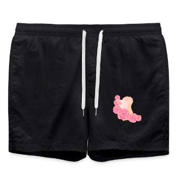 Chat parmi les roses - Short de bain - noir - Devant - AI Model Male 185 light (185cm)
