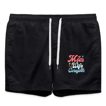Mom Wife Caregiver Carer Caregiving - Swim Trunks - black - Front - AI Model Male 185 light (185cm)