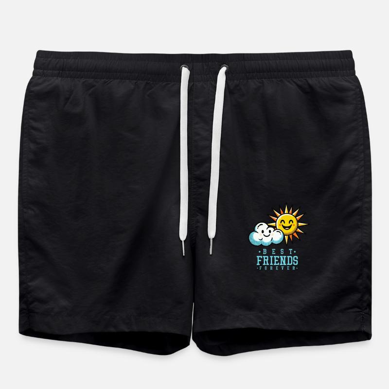 Cloud Sun Best Friends - Swim Trunks - black