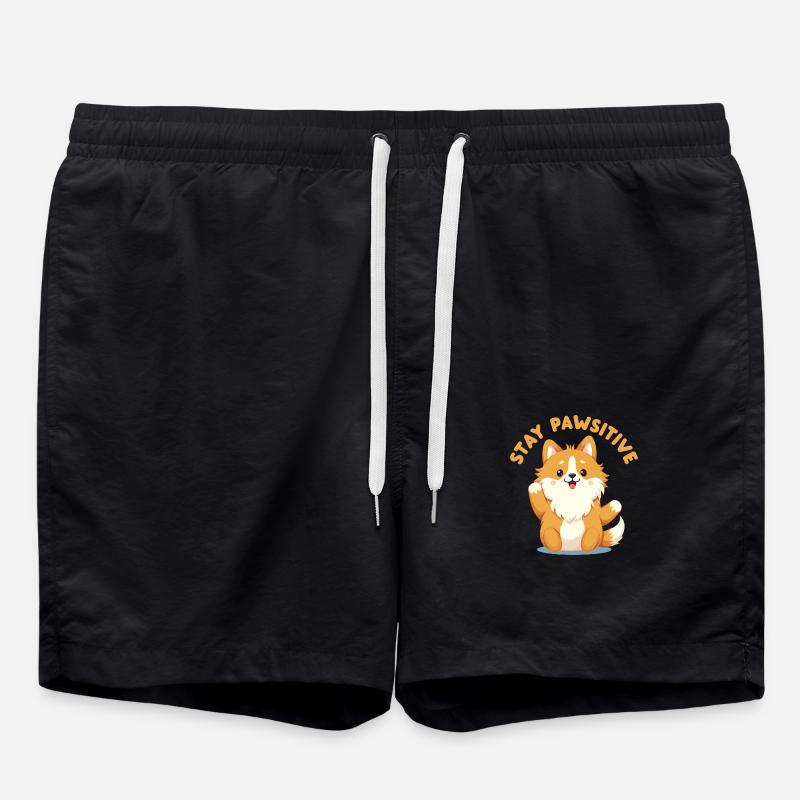 Stay Pawsitive - Swim Trunks - black