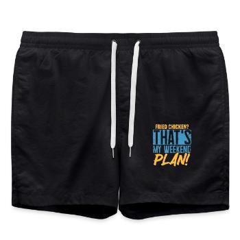 Gebratenes Hühnchen? Das ist mein Wochenendplan! - Badeshorts - Schwarz - Vorne - AI Model Male 185 light (185cm)