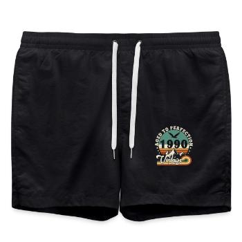 Bis zur Perfektion gealtert 1990 Retro -Edition 2025. - Badeshorts - Schwarz - Vorne - AI Model Male 185 light (185cm)