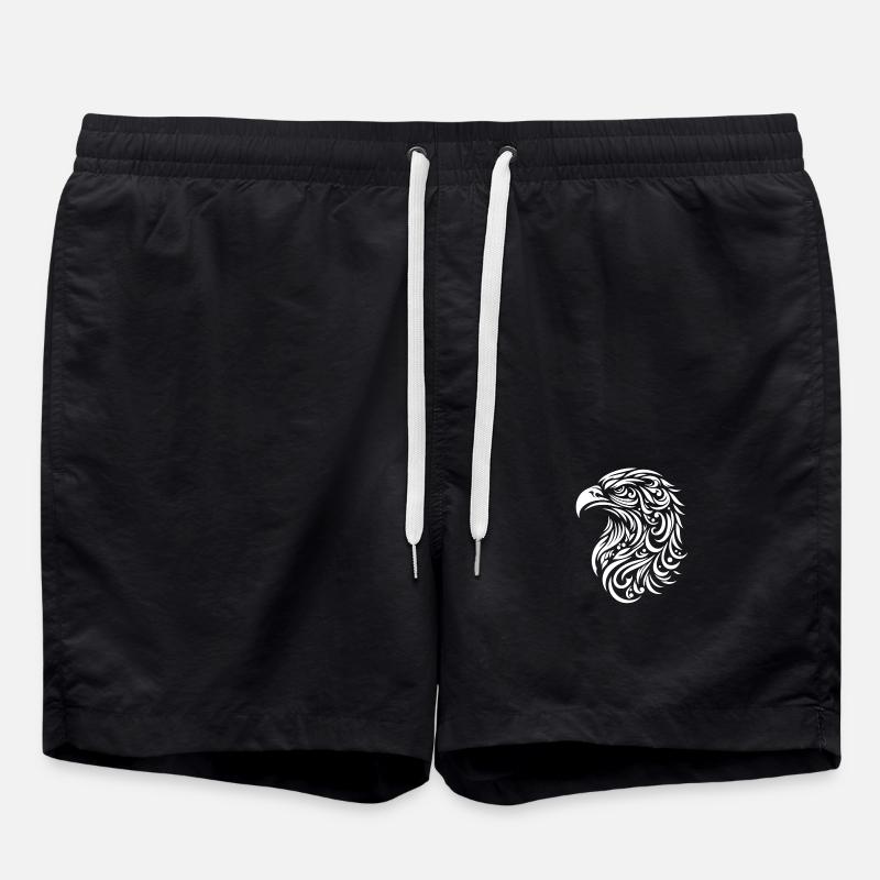 Eagel head tatoo style - Swim Trunks - black