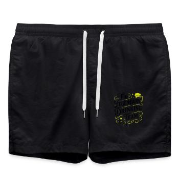 Drinking Team Spruch - Badeshorts - Schwarz - Vorne - AI Model Male 185 light (185cm)