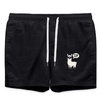 Cooles Lama mit Sonnenbrille – Lustiges Spruch T-S - Badeshorts - Schwarz - Vorne - AI Model Male 185 light (185cm)