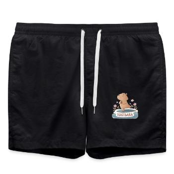 Yoga-Capybara: Zen-Illustration für Harmonie - Badeshorts - Schwarz - Vorne - AI Model Male 185 light (185cm)