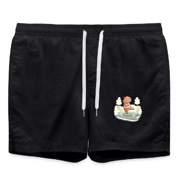 Süßes Wasserschwein macht Yoga in der Natur - Badeshorts - Schwarz - Vorne - AI Model Male 185 light (185cm)