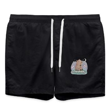 Capybaba – Zen unter Sternen! - Badeshorts - Schwarz - Vorne - AI Model Male 185 light (185cm)