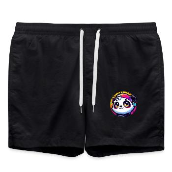 Kawaii Panda with Cap - Swim Trunks - black - Front - AI Model Male 185 light (185cm)