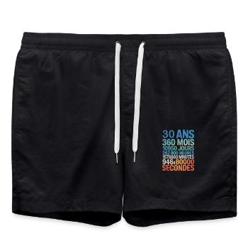 30 Ans, 360 Mois, 10 950 Jours, Presque 1 Milliard - Swim Trunks - black - Front - AI Model Male 185 light (185cm)