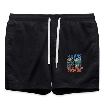 40 ans – 480 mois, 14600 jours... Secondes - Short de bain - noir - Devant - AI Model Male 185 light (185cm)