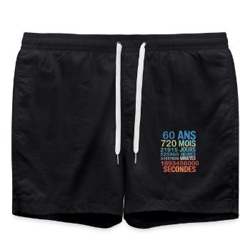 60 ans – 720 mois, 21915 jours, 1,8 milliard - Short de bain - noir - Devant - AI Model Male 185 light (185cm)