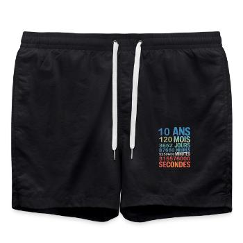 10 Ans – Compte à Rebours de la Vie en Secondes - Short de bain - noir - Devant - AI Model Male 185 light (185cm)