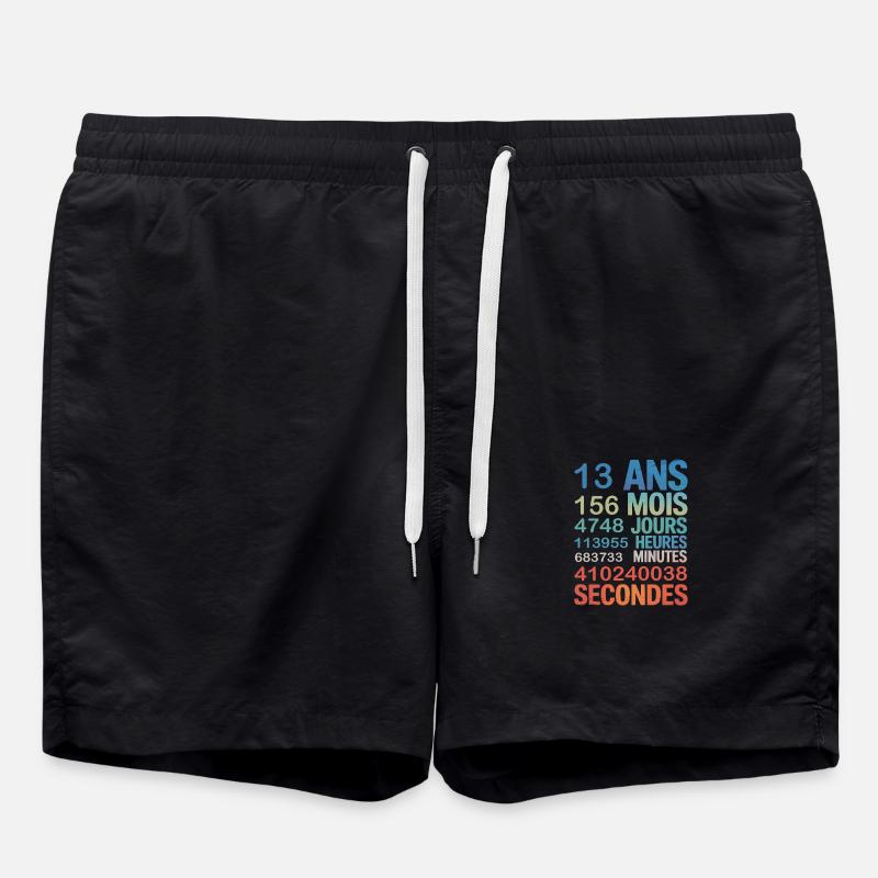 13 Ans en Secondes – Design Anniversaire Fun - Badeshorts - Schwarz