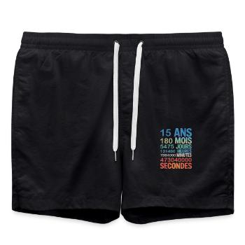 15 Ans en Secondes Design Unique pour Anniversaire - Swim Trunks - black - Front - AI Model Male 185 light (185cm)