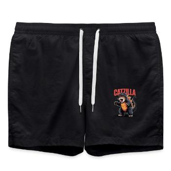 CATZILLA – Lustige Katzenmonster T-Shirt - Badeshorts - Schwarz - Vorne - AI Model Male 185 light (185cm)