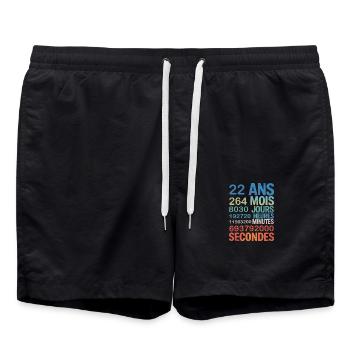 22 Ans en Secondes – Design Anniversaire Original - Swim Trunks - black - Front - AI Model Male 185 light (185cm)