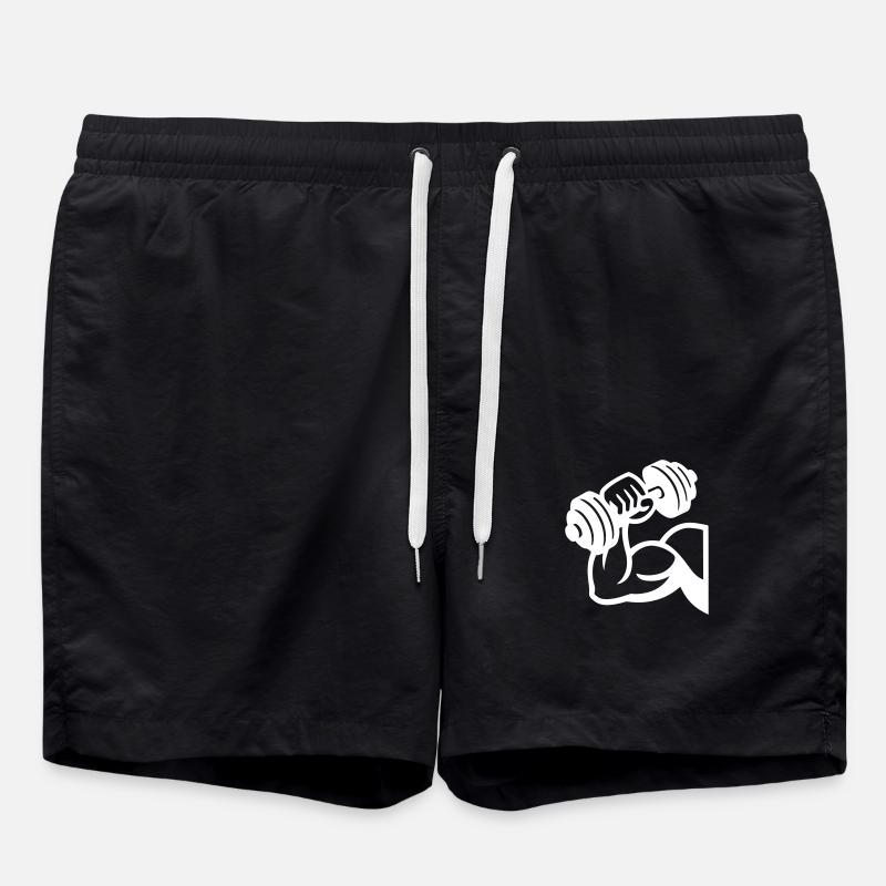 Biceps Muscles Dumbbell - Swim Trunks - black