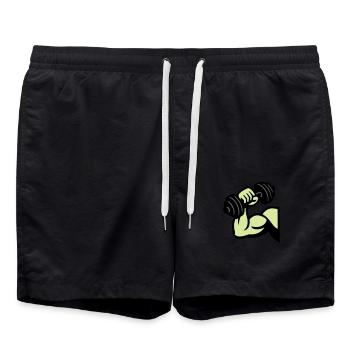 Hantel Muskeln Bodybuilding - Badeshorts - Schwarz - Vorne - AI Model Male 185 light (185cm)