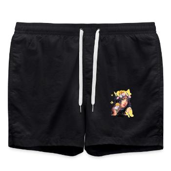 Femme, fleurs, Asiatique, illustration, papillon - Short de bain - noir - Devant - AI Model Male 185 light (185cm)
