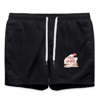 Amoureux des cochons - Short de bain - noir - Devant - AI Model Male 185 light (185cm)