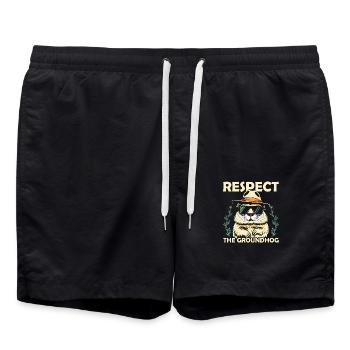 Respect The Groundhog Animal Rodent - Badeshorts - Schwarz - Vorne - AI Model Male 185 light (185cm)