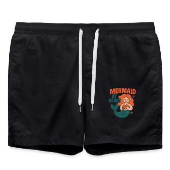 Mermaid at Heart – Ocean Soul Vibes - Swim Trunks - black - Front - AI Model Male 185 light (185cm)