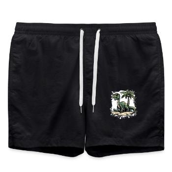 Dinosaur brontosaurus summer - Swim Trunks - black - Front - AI Model Male 185 light (185cm)