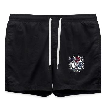 Hahn Insel Palme - Badeshorts - Schwarz - Vorne - AI Model Male 185 light (185cm)