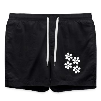 Fleur Fleur Blanche Fleur Blanche Fleurs Cadeau Noël - Short de bain - noir - Devant - AI Model Male 185 light (185cm)