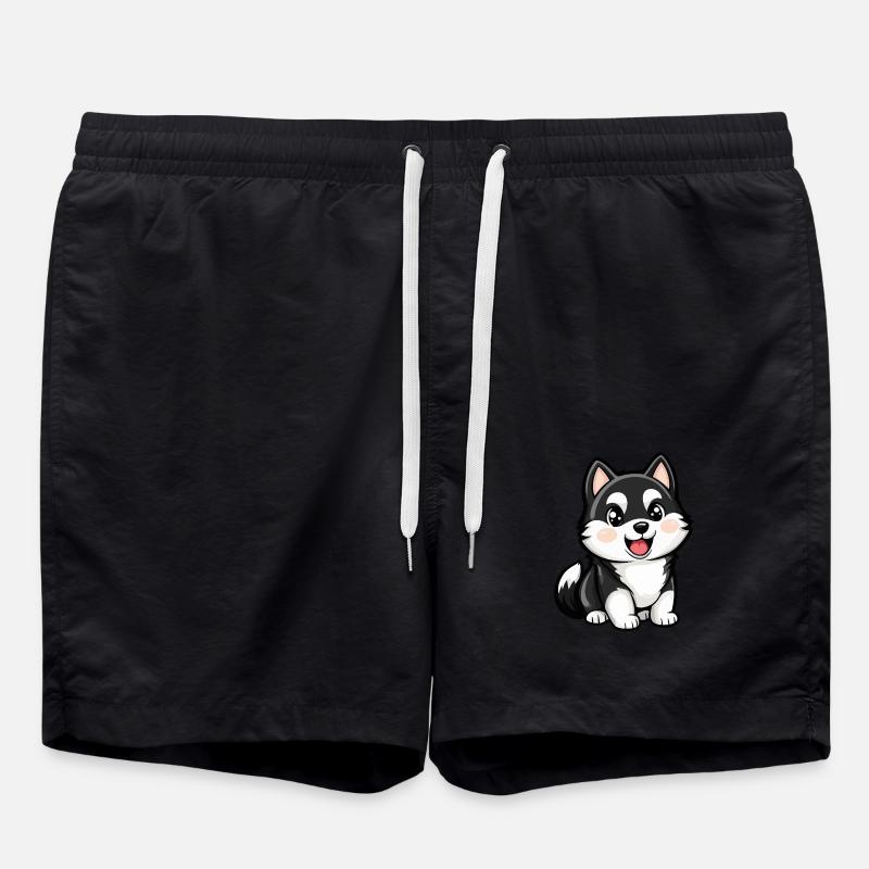 Husky Hund Niedlich - Badeshorts - Schwarz