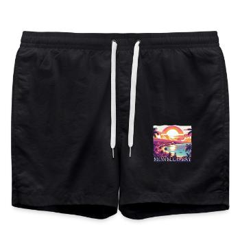Montego Bay Jamaica Sunset Purple Colors Design - Swim Trunks - black - Front - AI Model Male 185 light (185cm)