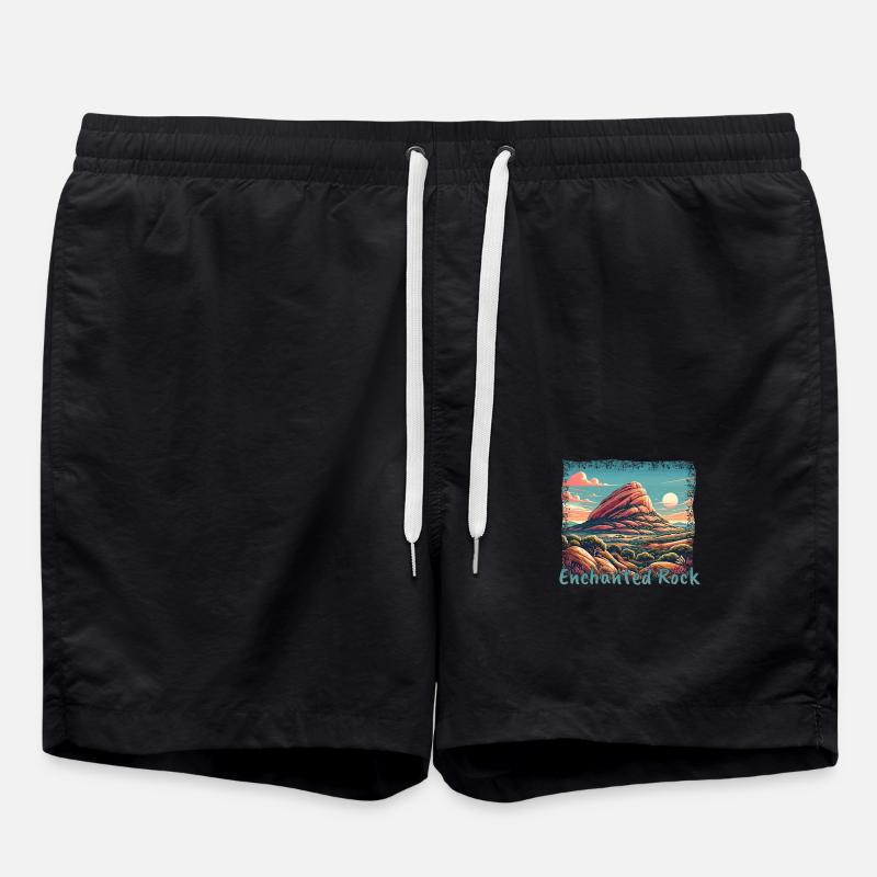 Enchanted Rock Texas Grunge Mountains - Swim Trunks - black