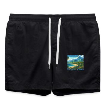 Puerto Plata : Vacances à la plage avec paysage de montagne et - Short de bain - noir - Devant - AI Model Male 185 light (185cm)