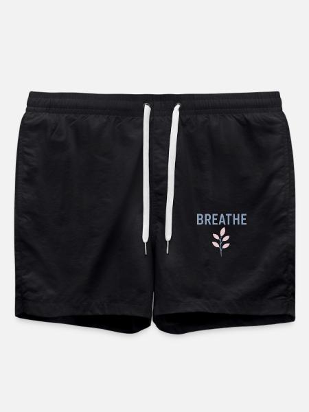 Minimalist Pastel Design with Plant – Rest - Swim Trunks - black