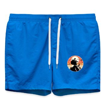 Santa Claus with reindeer on mountain top - Swim Trunks - cobalt blue - Front