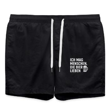Bier Shirt – Ich mag Menschen, die Bier lieben - Badeshorts - Schwarz - Vorne - AI Model Male 185 light (185cm)