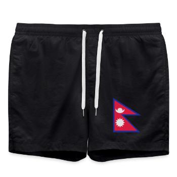 Flag of Nepal - Swim Trunks - black - Front - AI Model Male 185 light (185cm)