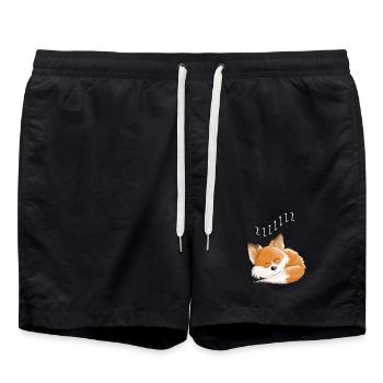 Fox endormi - rêve - rêves - renards - Short de bain - noir - Devant - AI Model Male 185 light (185cm)